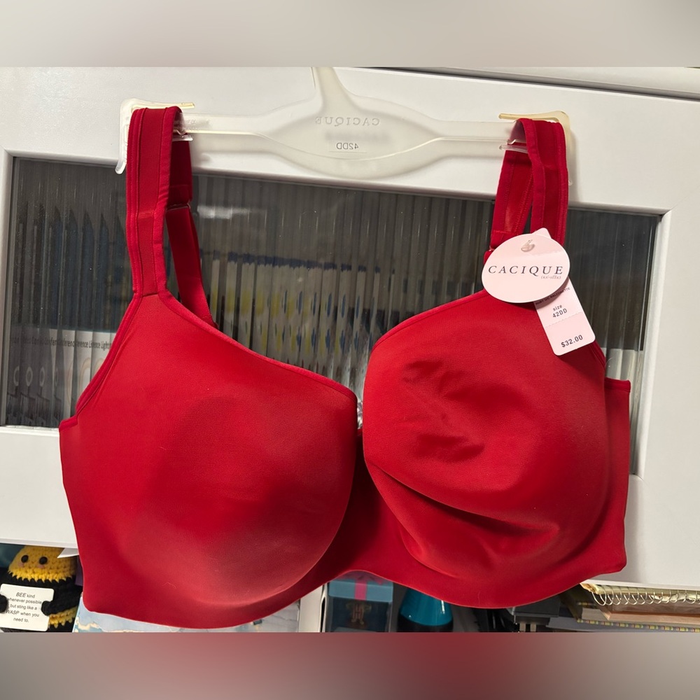 Cacique RED Smooth Balconette Bra, NWT, Size 42DD